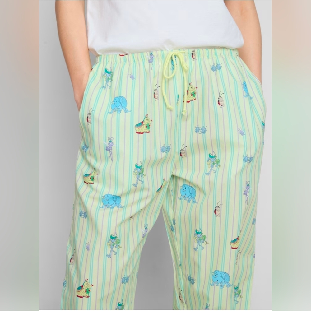Striped Mint Green Women's Pajama Pants with Playful Print